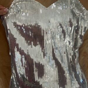 Silver Sequin Midi Dress